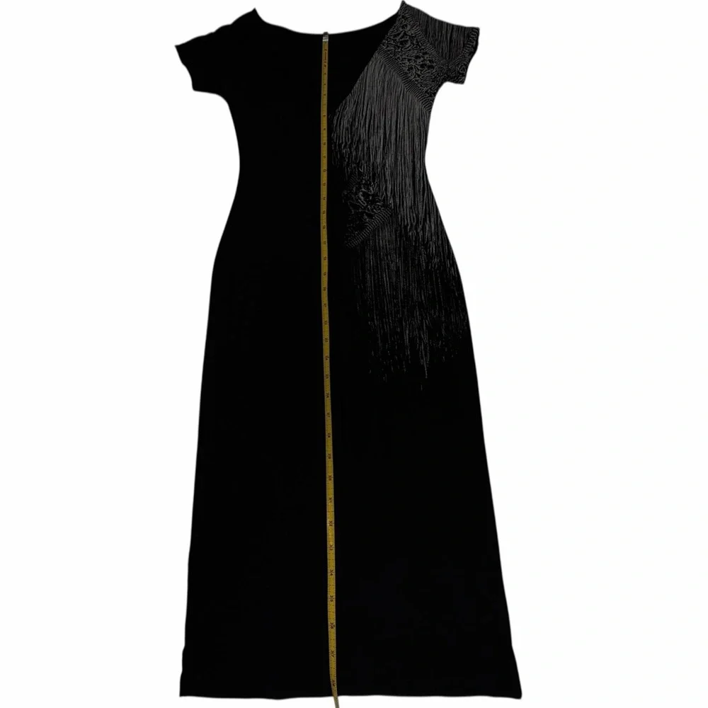 Elegant Isabel de Pedro Chain Printed Black Short Sleeve Dress- US 4 - Picture 13 of 16